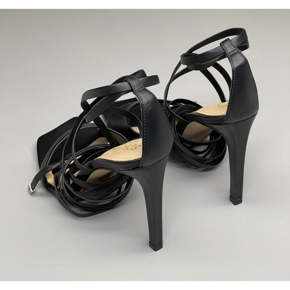 SCHUTZ Bryce Ankle Tie Women's Leather High Heel Strappy Sandal Black Sz 8 - Picture 3 of 5